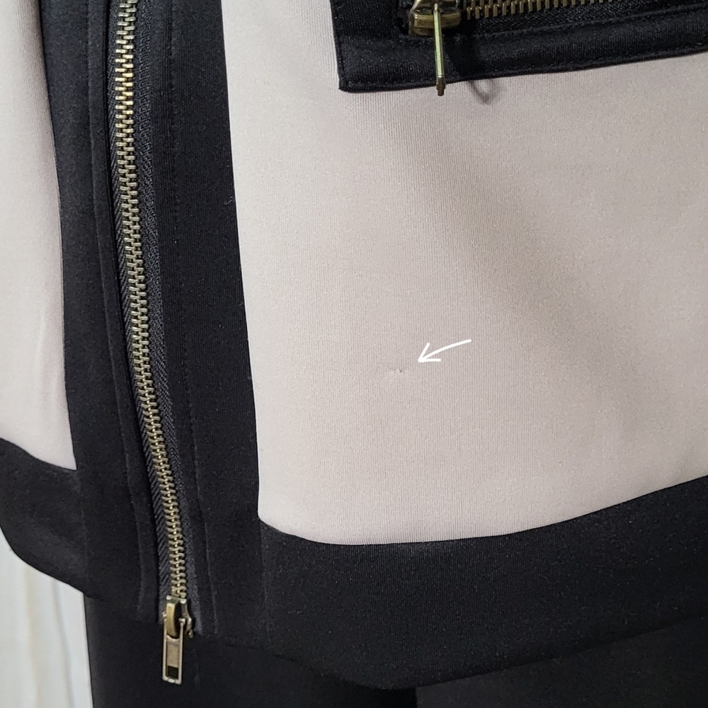 Monroe & Maine Women's Cream/Blk Colorblock Zip Up Tracksuit Athleisure Sz Large - Picture 6 of 12